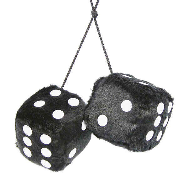 Pluche dobbelstenen zwart