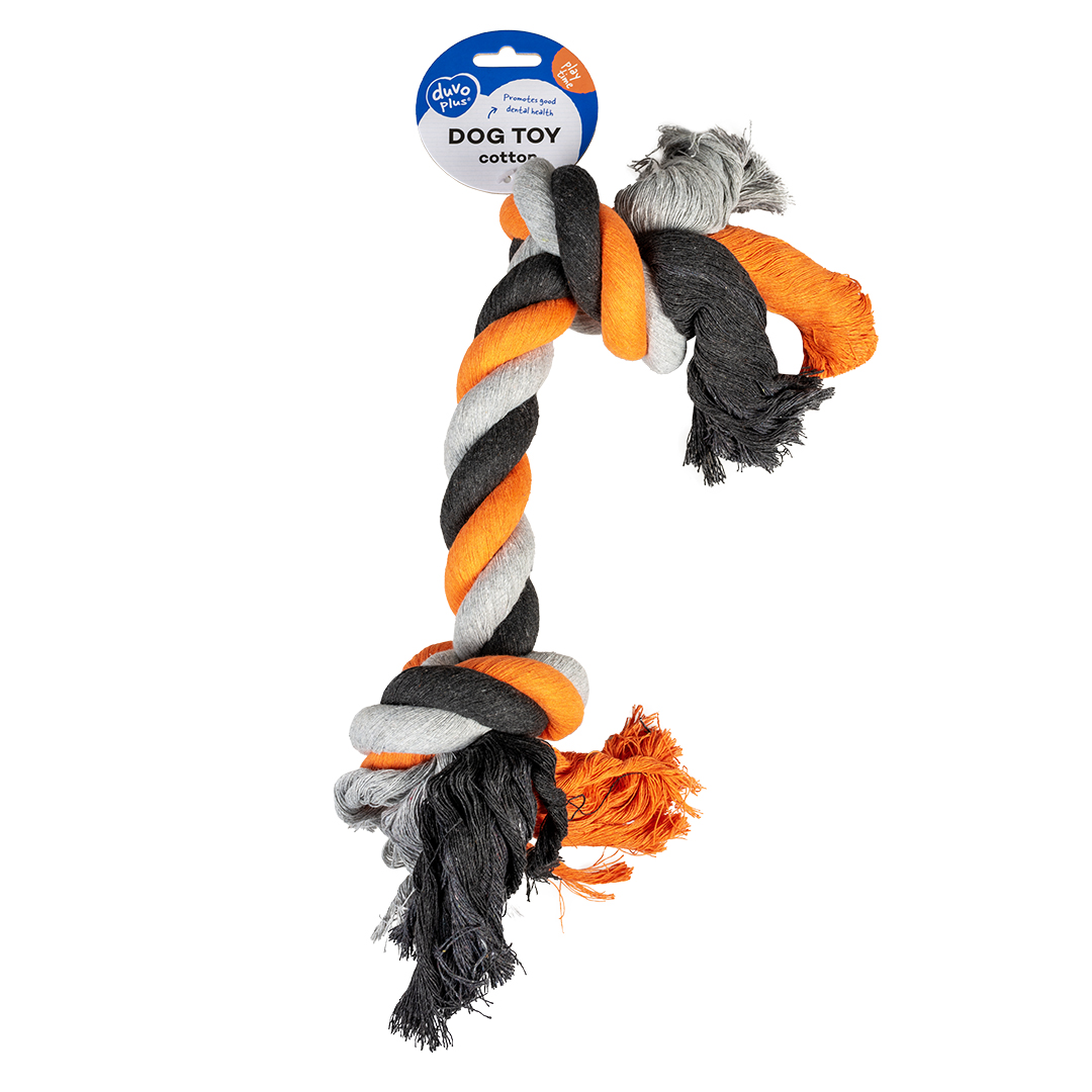 Duvoplus Katoen Knoop extra extra large 45 cm - 470 g - Oranje/Grijs/Bruin