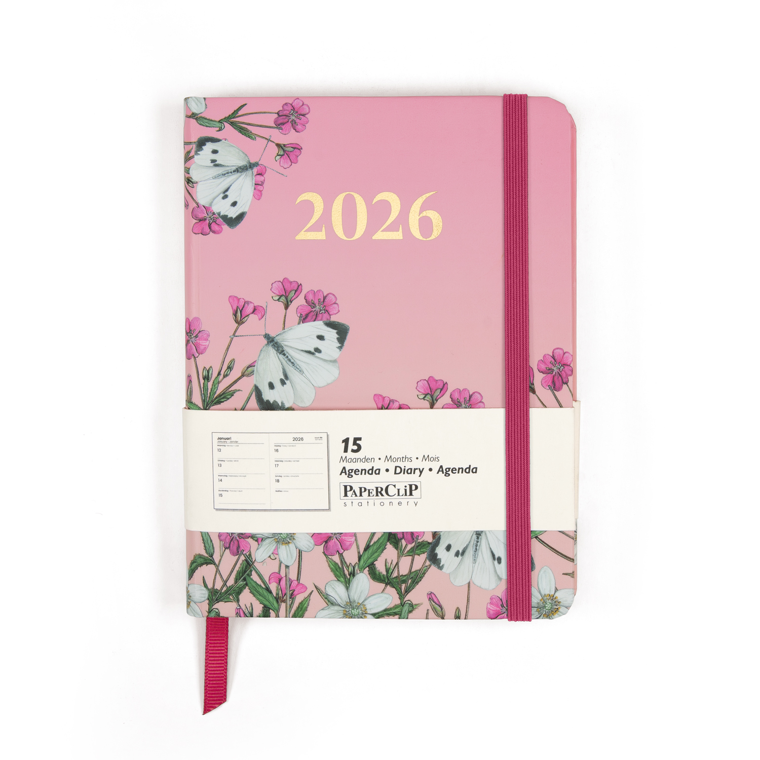Paperclip Agenda 2026 Botanica Flexi Cover 15M Spiraal 1week/2pag 12x15 cm