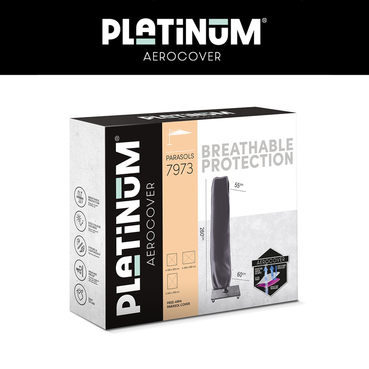 Aerocover Afdekhoes voor Hangparasol 260 x 55/60 cm