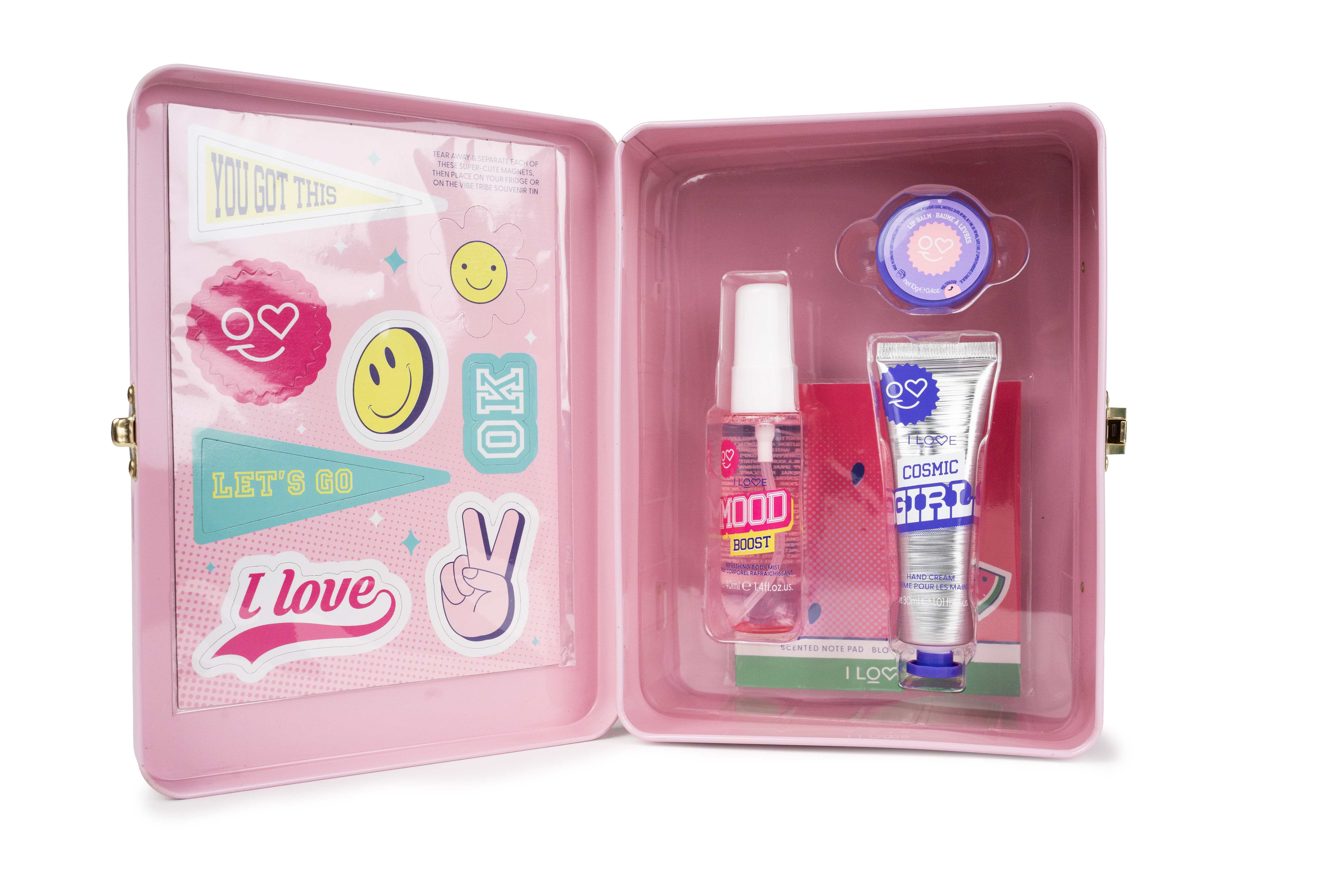 I Love Set Vibe Tribe 5-delig - Body Mist 40ml/Handcreme 30ml/Lipbalsem/Magneten/Sticky Notes