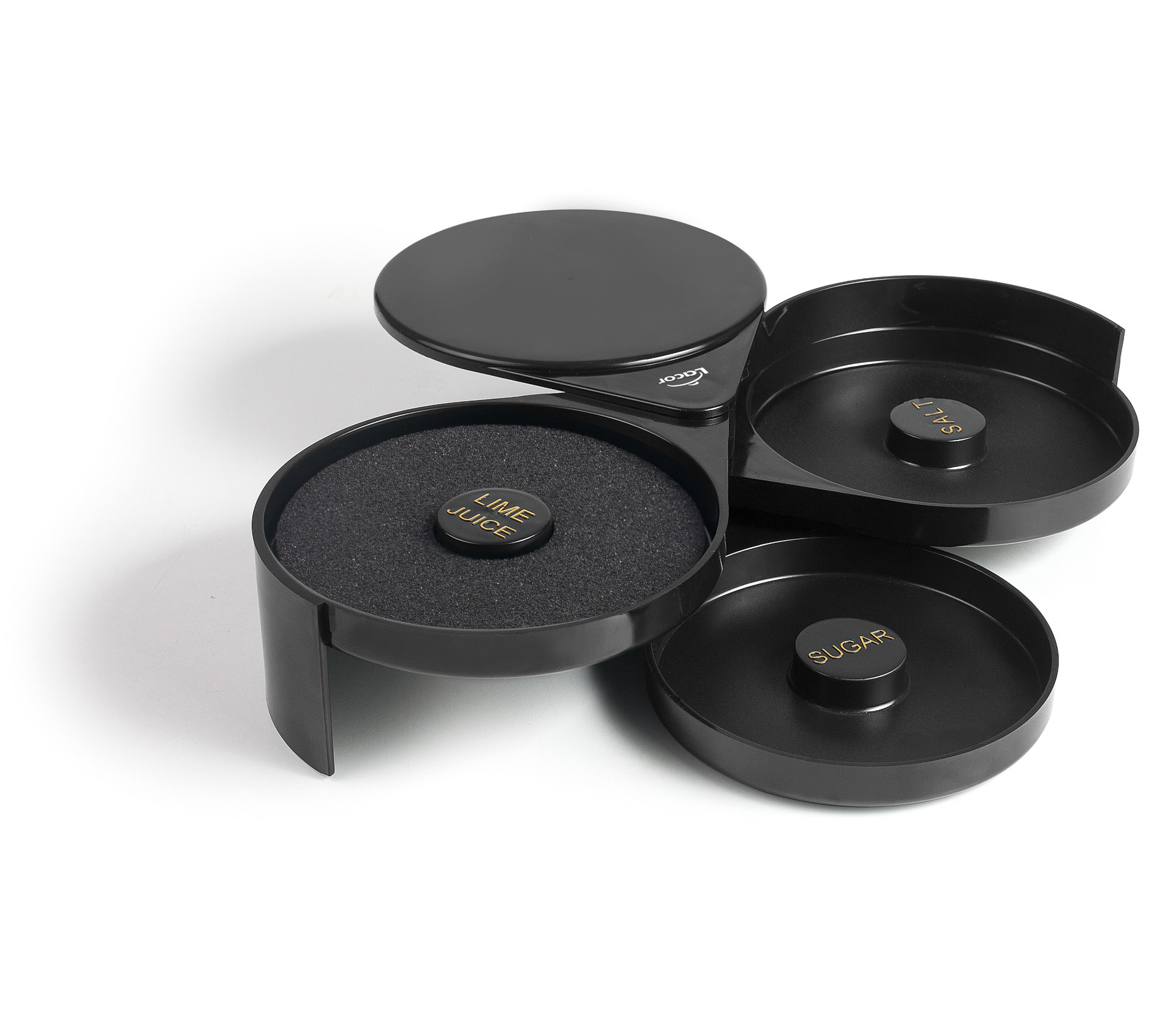 Lacor Tray voor Randversiering Cocktailglas - 3 Compartimenten - Opvouwbaar