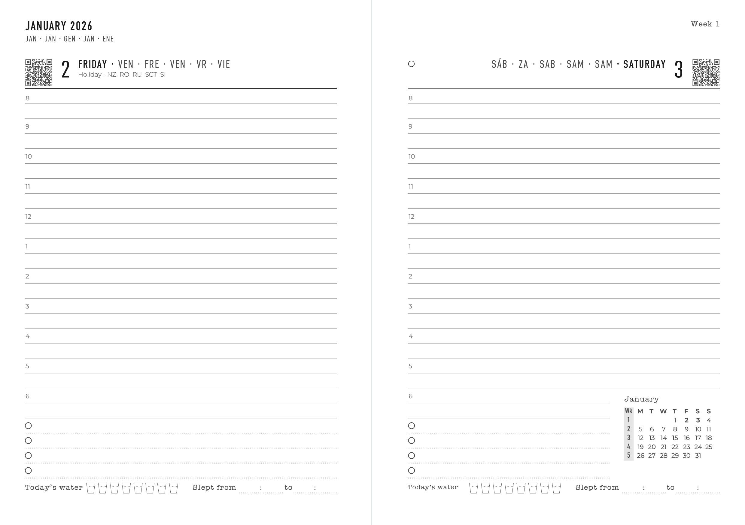Letts Agenda 2026 Celebrate A6 - 1dag/pag Internationaal assorti - per stuk
