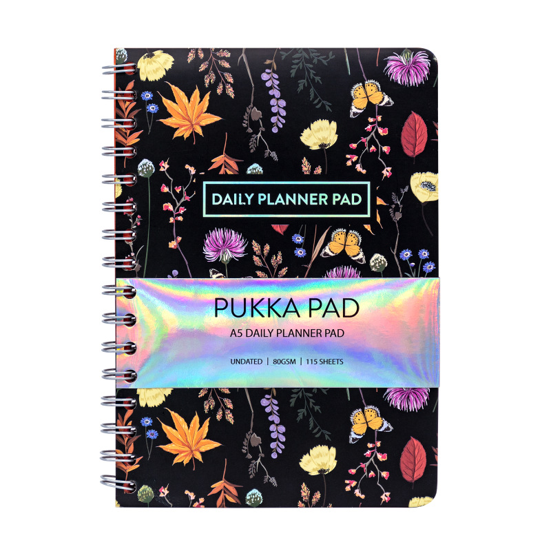 Pukka Pad Dagplanner Bloom A5 Ongedateerd Zwart 115 vel