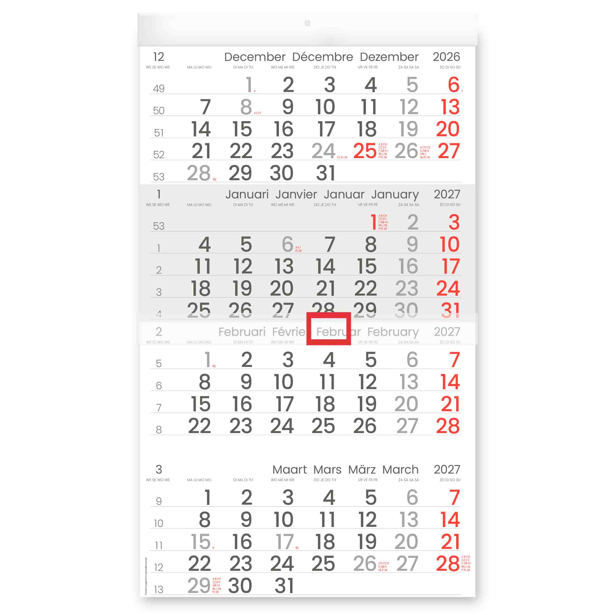 4-Maandkalender 2027 Manager