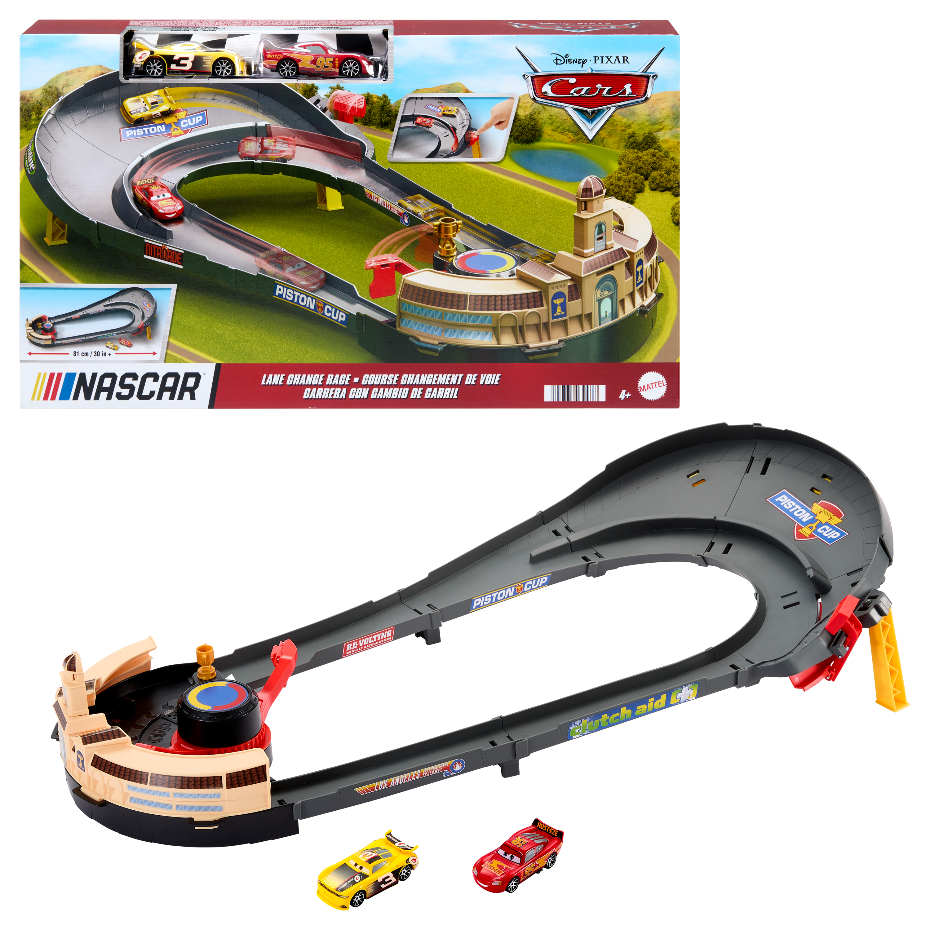 Disney Cars Nascar Lane change Race speelset, 81 cm