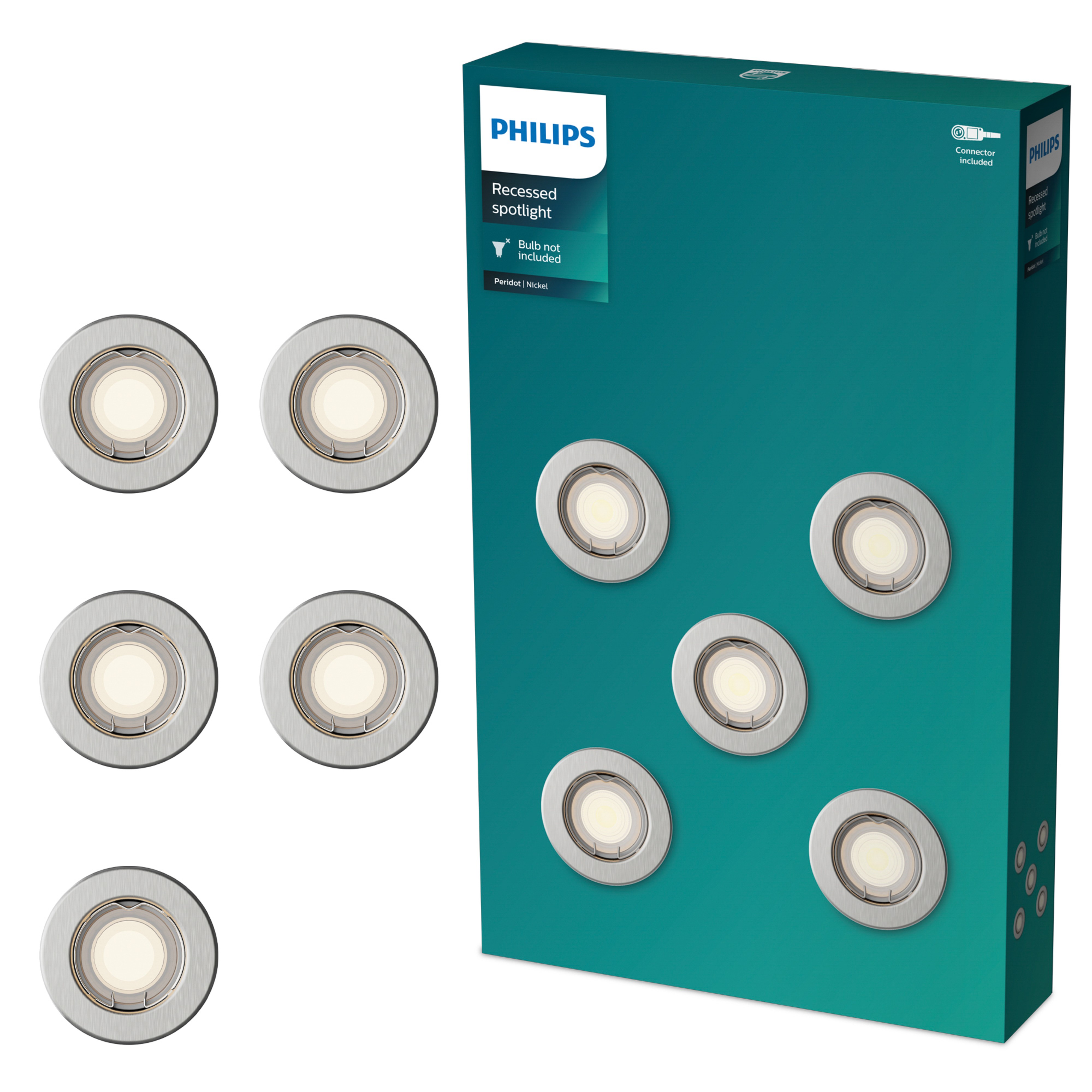 Philips Inbouwspot Peridot Rond GU10 Nikkel - 5 stuks
