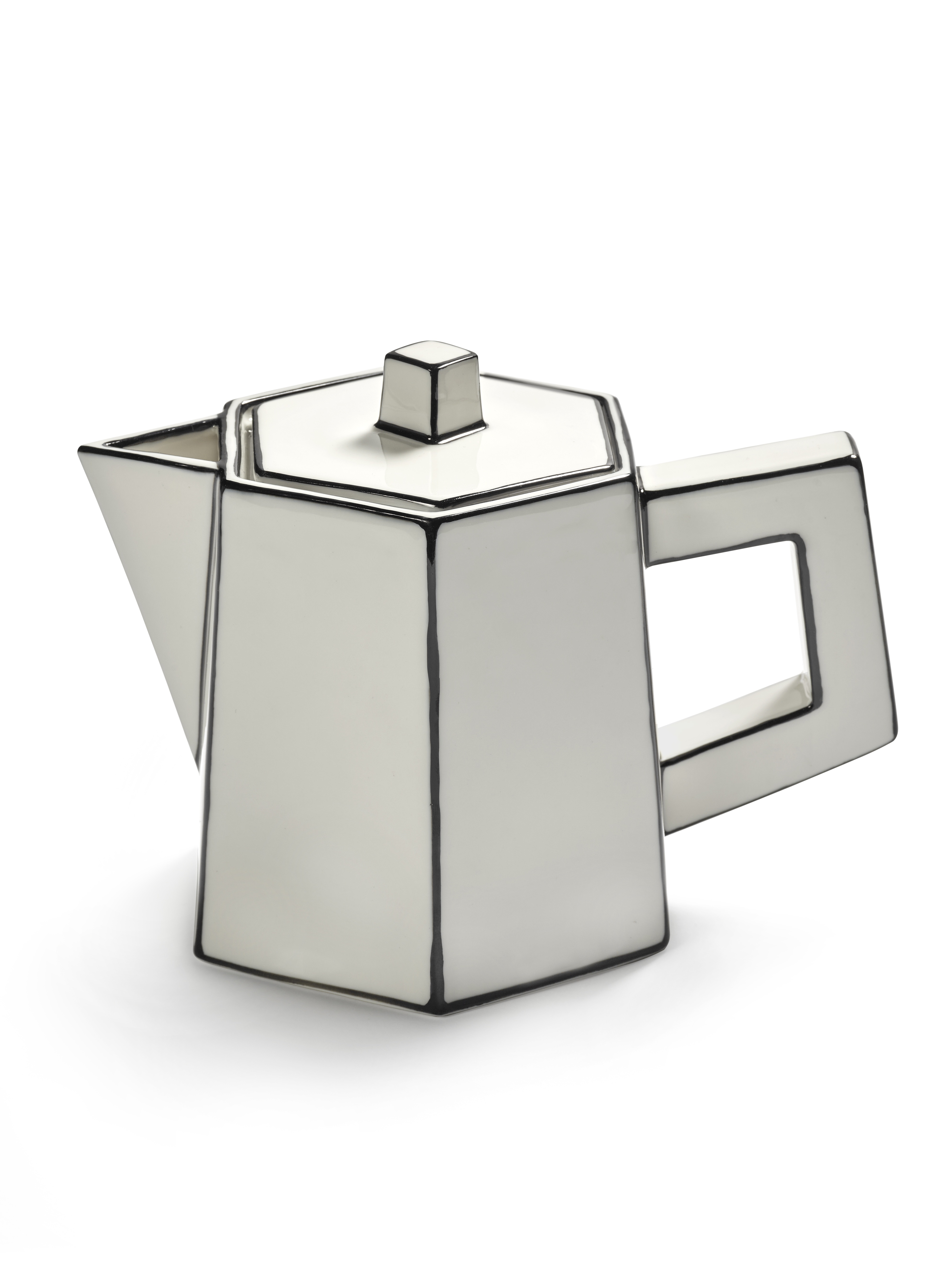Serax Theepot Carte Blanche White/Black 20.5x14x15.5 cm - by Annebet Philips