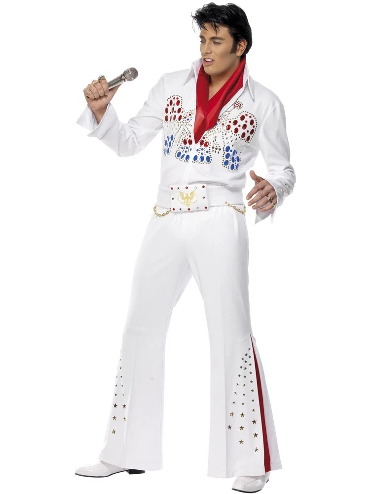 Elvis Presley Verkleedpak American Eagle White - Jumpsuit/Sjaal/Riem