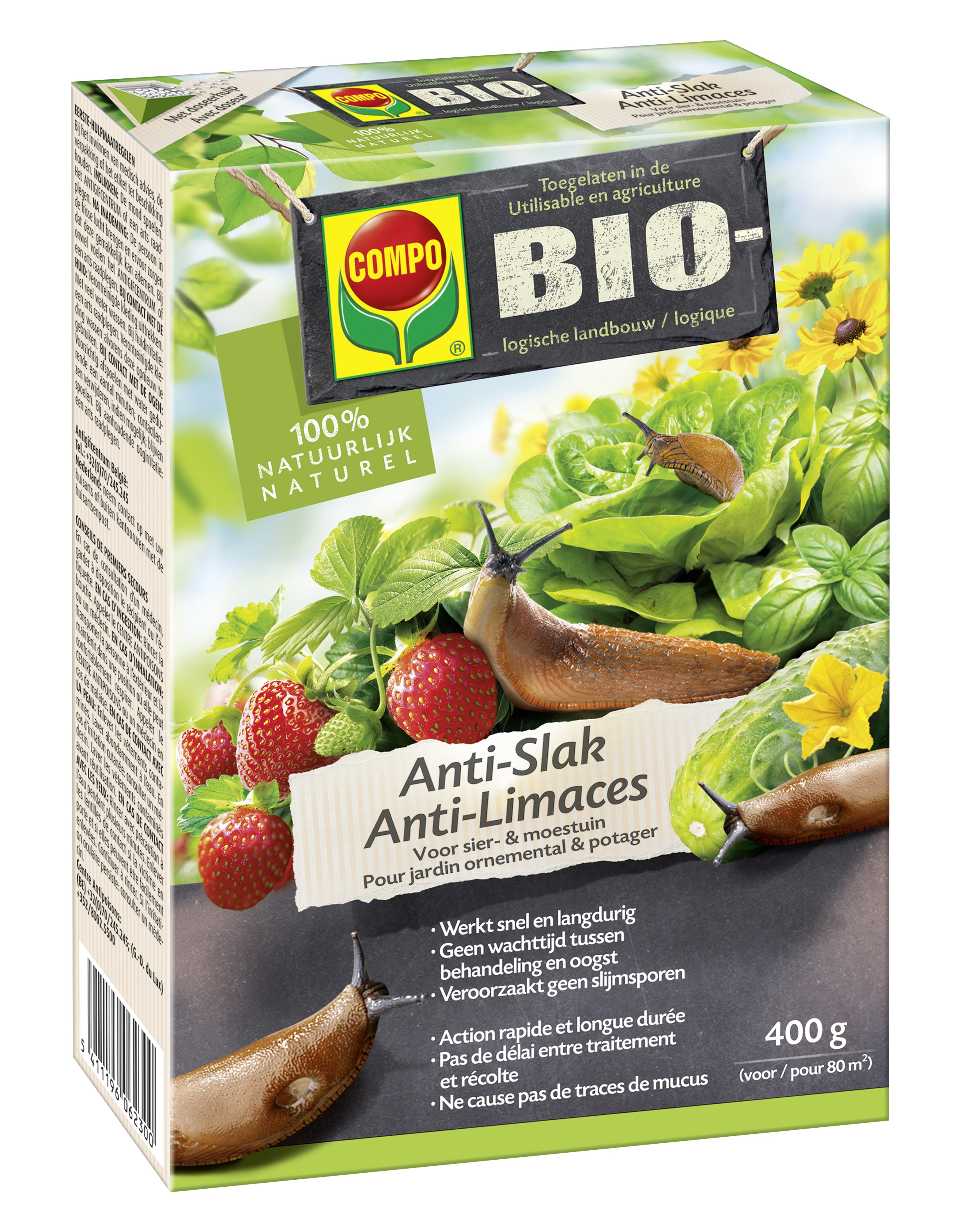 COMPO Bio Anti-slak 400gr obv Ijzersulfaat - natuurlijk mineraal