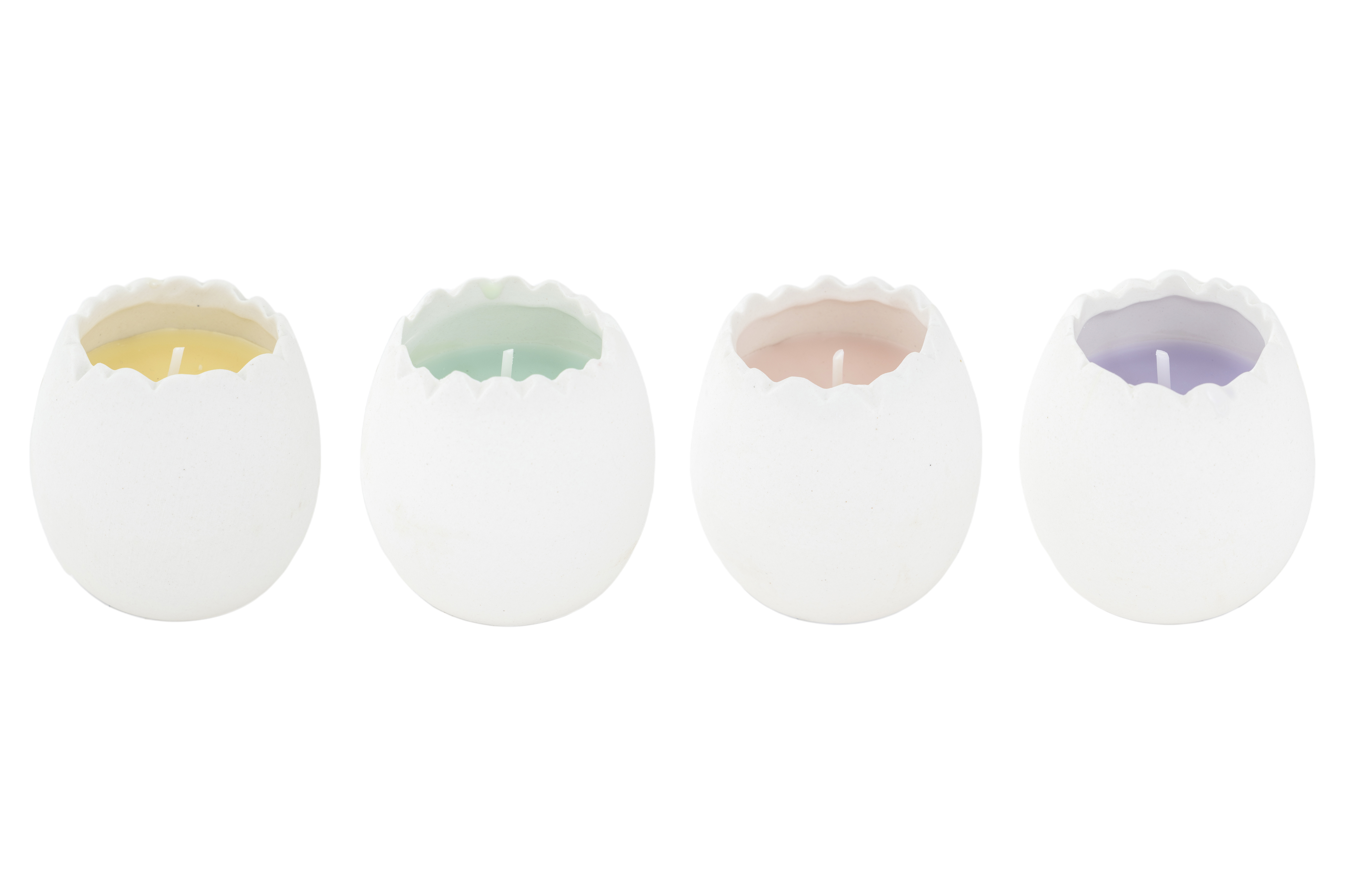 Cosy@Home Kaars in Wit Eierdopje 6x6 cm - assorti - prijs per stuk