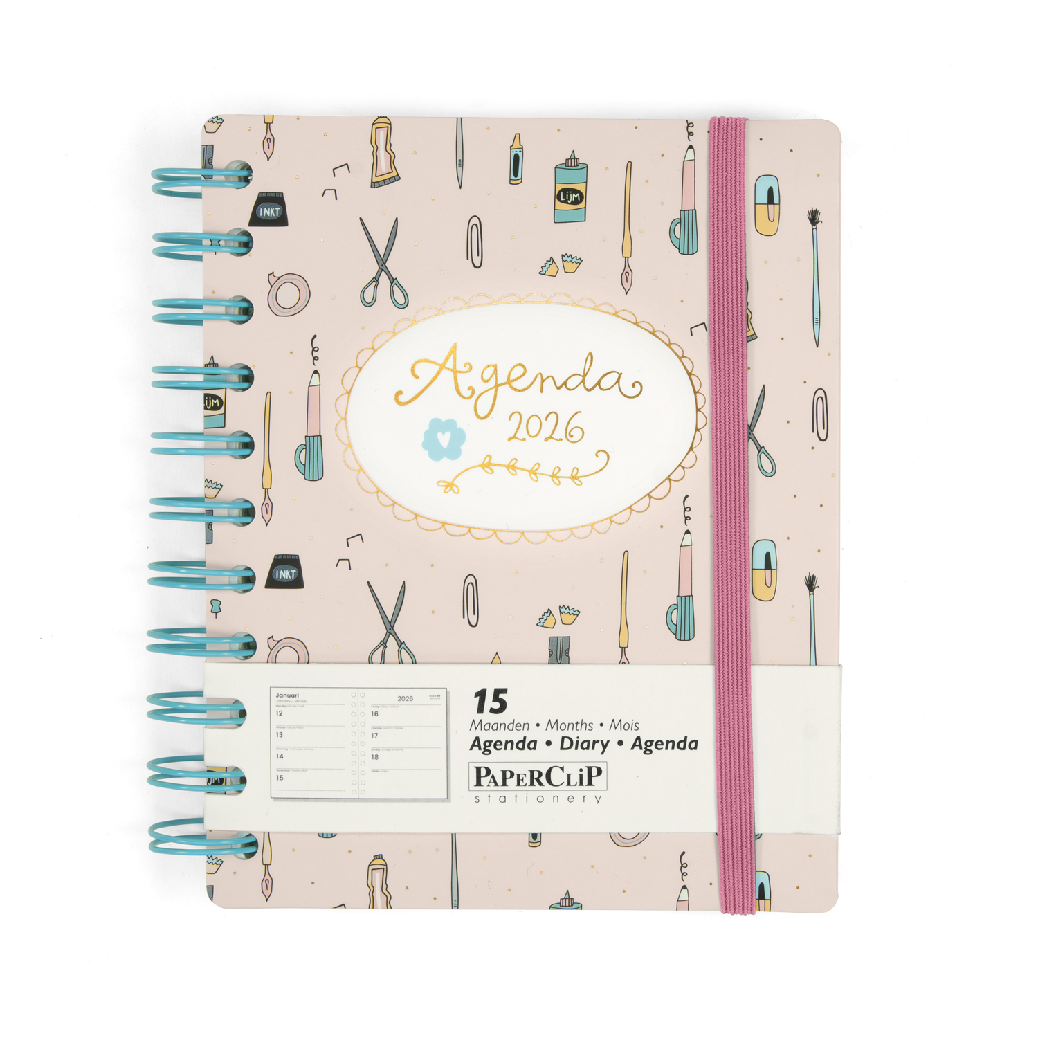 Paperclip Agenda 2026 Funny Side Flexi Cover 15M Spiraal 12x15 cm