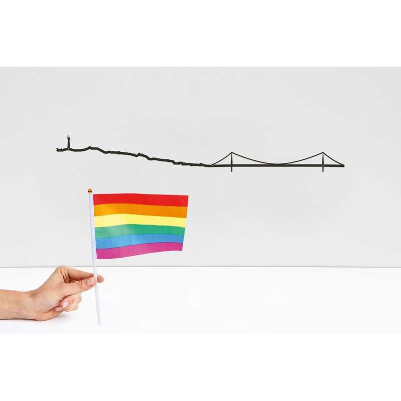 The Line Panorama Muurdecoratie Metaal San Fransisco - Zwart