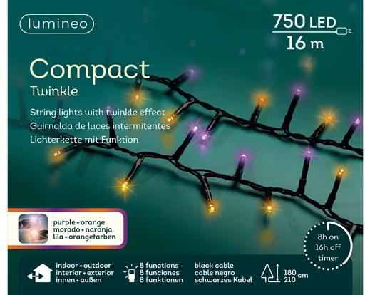 Kerstverlichting LED Compact Twinkle 16m - 750 Lights - Black/Purple/Orange - In/Outdoor