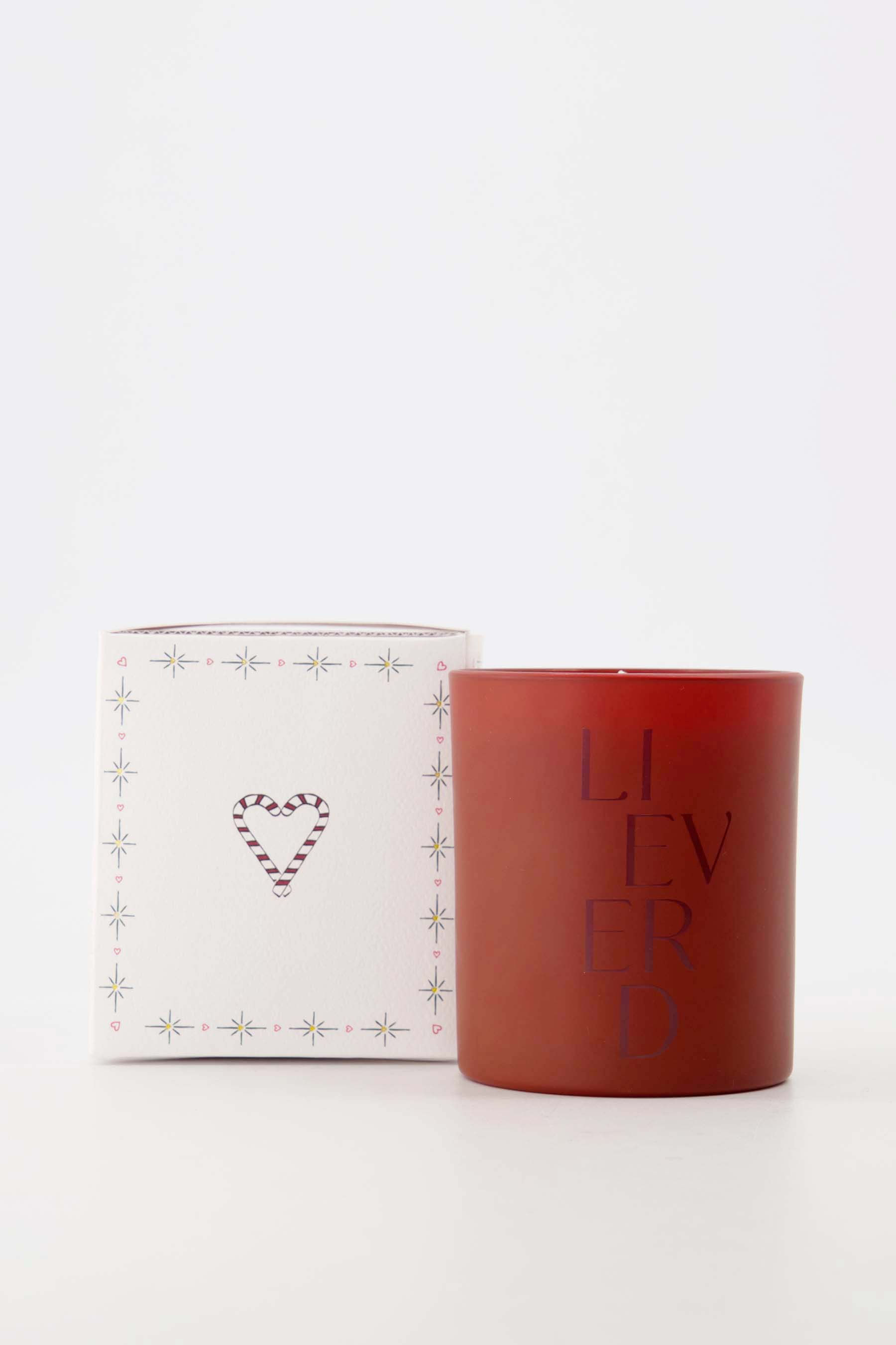 Zusss Geurkaars Lieverd Wit-Donkerrood 8x9 cm