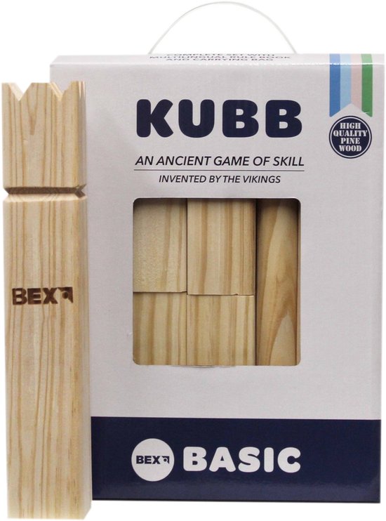 Bex Kubb Basic Dennenhout met Koning 25 cm
