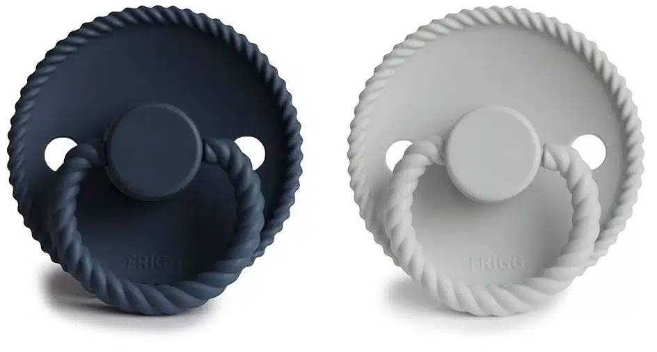 Frigg Fopspeen Rope Silver Gray-Dark Navy 6-18 maand -  2 stuks