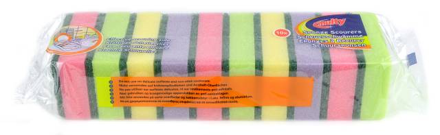 Multy Schuurspons gekleurd - 10stuks 9x6x3cm ref044