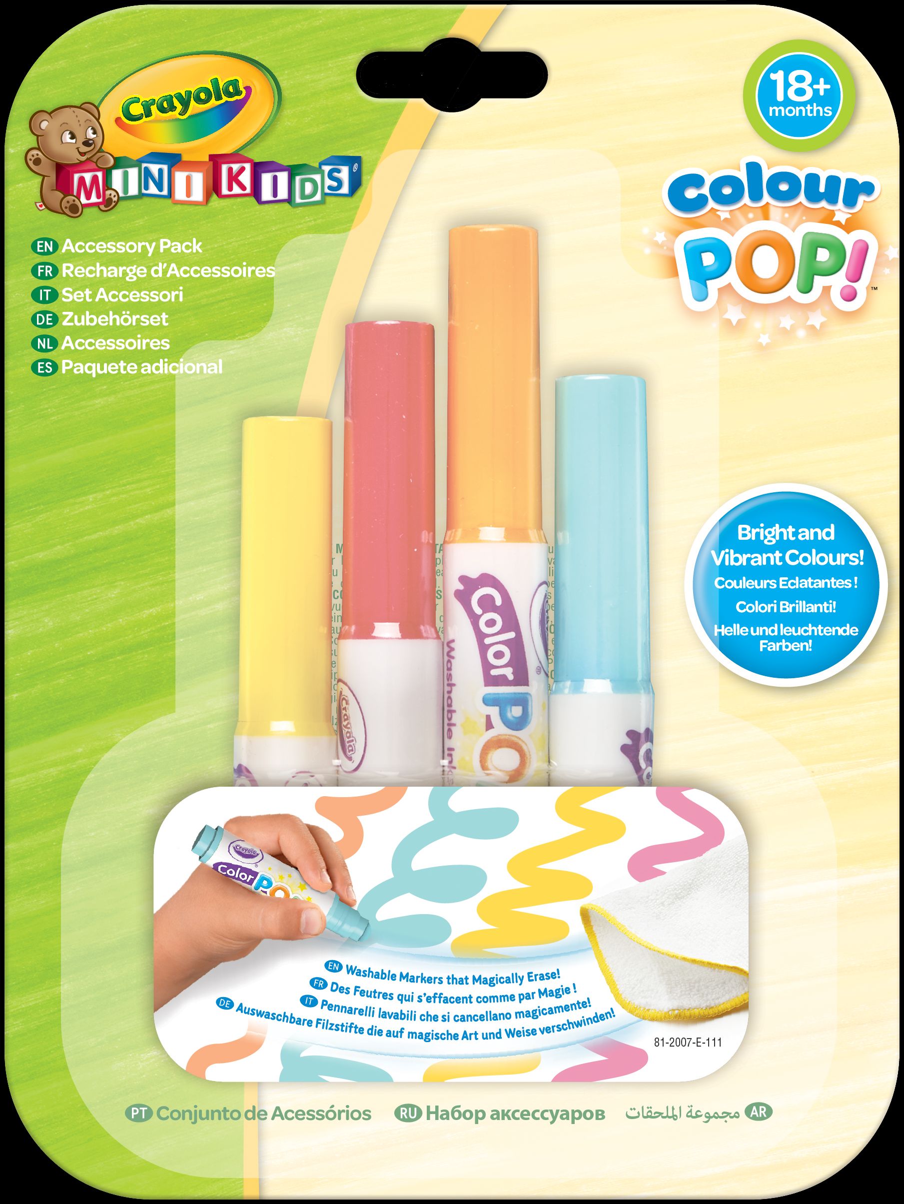 Crayola Mini Kids Refill Colour Pop 4 Stiften + Wisdoek