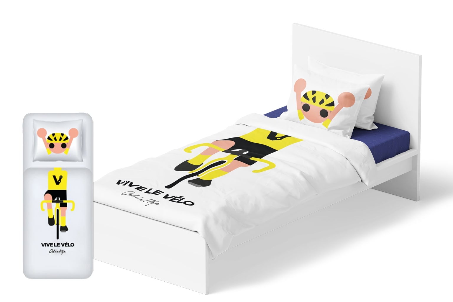 Vive Le Vélo Dekbedovertrek 140x200 cm Odieltje Gele Trui