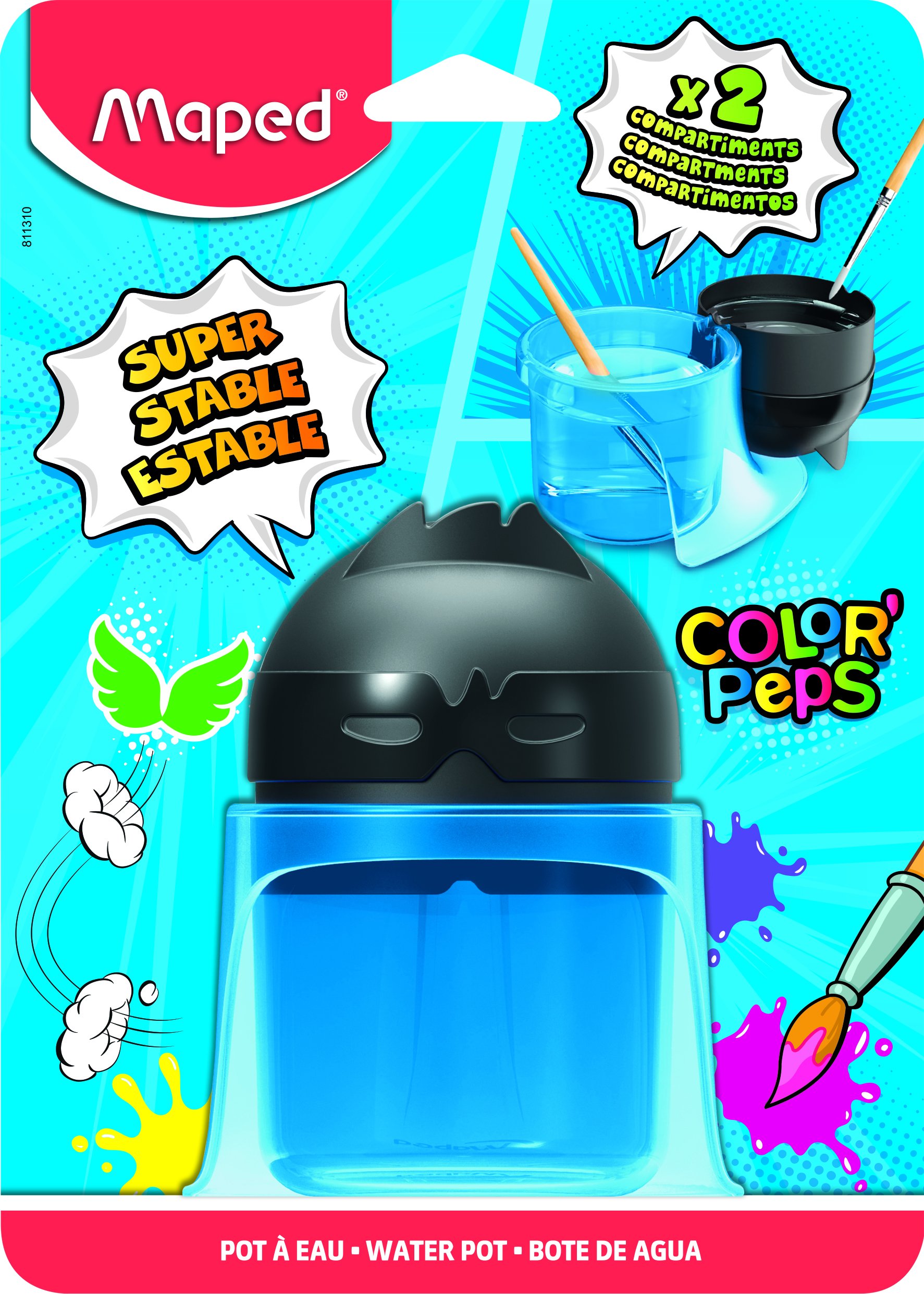 Maped Color Peps Waterpot voor 12 Tubes met Penseelhouder - assorti - Prijs per Stuk