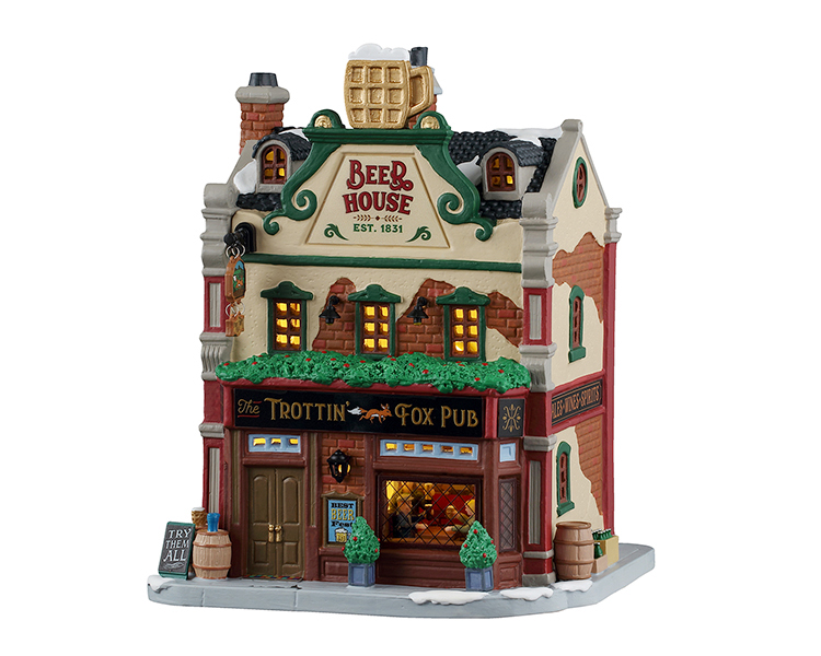 Lemax Village The Trottin' Fox Pub - met Adapter Type U - Caddington Village