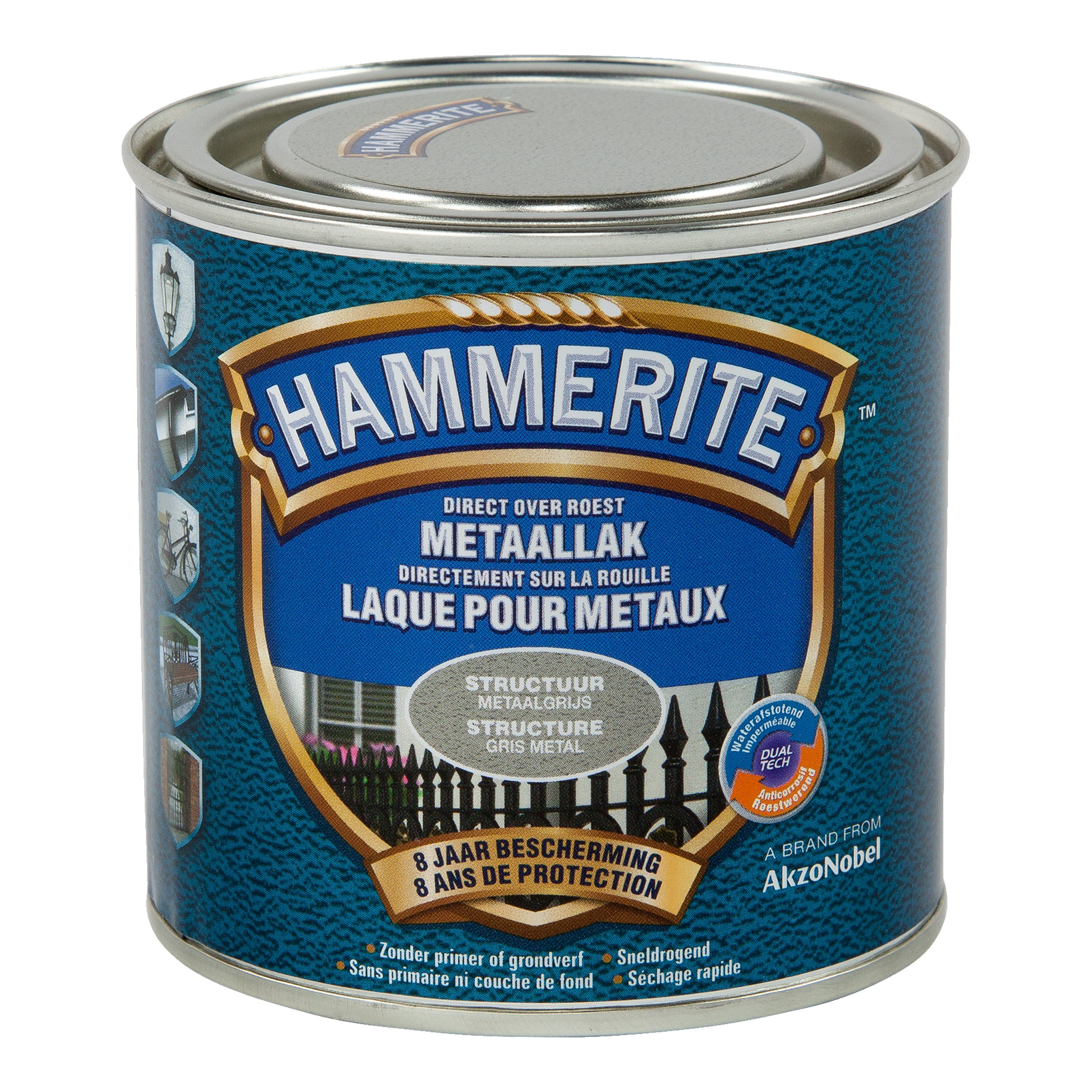 Hammerite Structuurmat Lak Metaalgrijs 250 ml