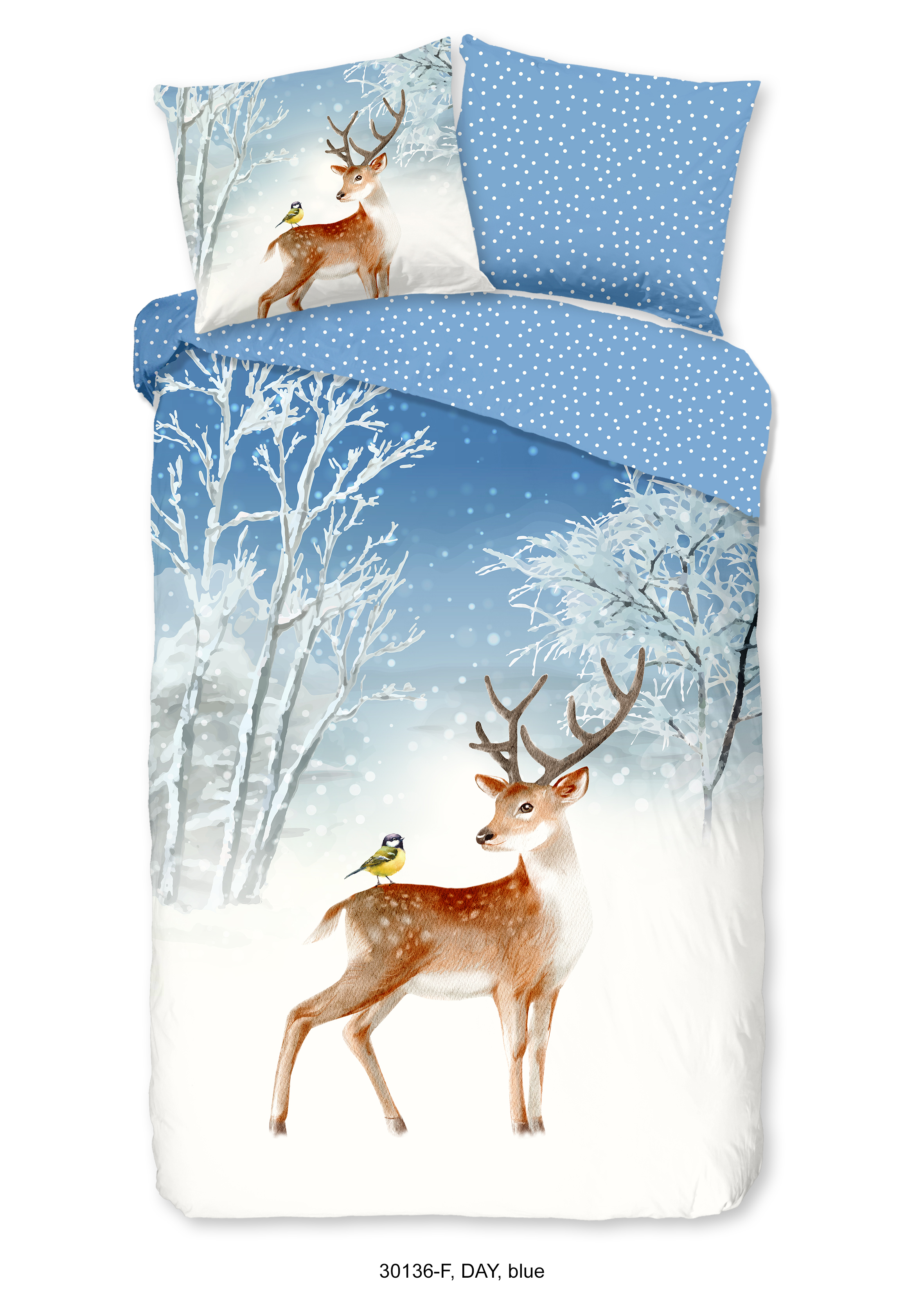Good Morning Dekbedovertrek Hert Blauw 140x220 cm Flanel
