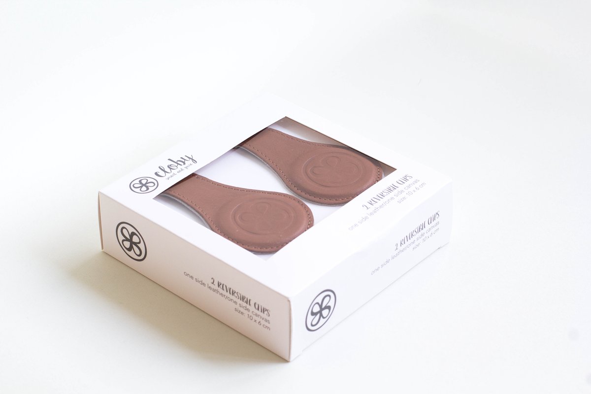 Cloby Leather Clips Brown - 2 stuks
