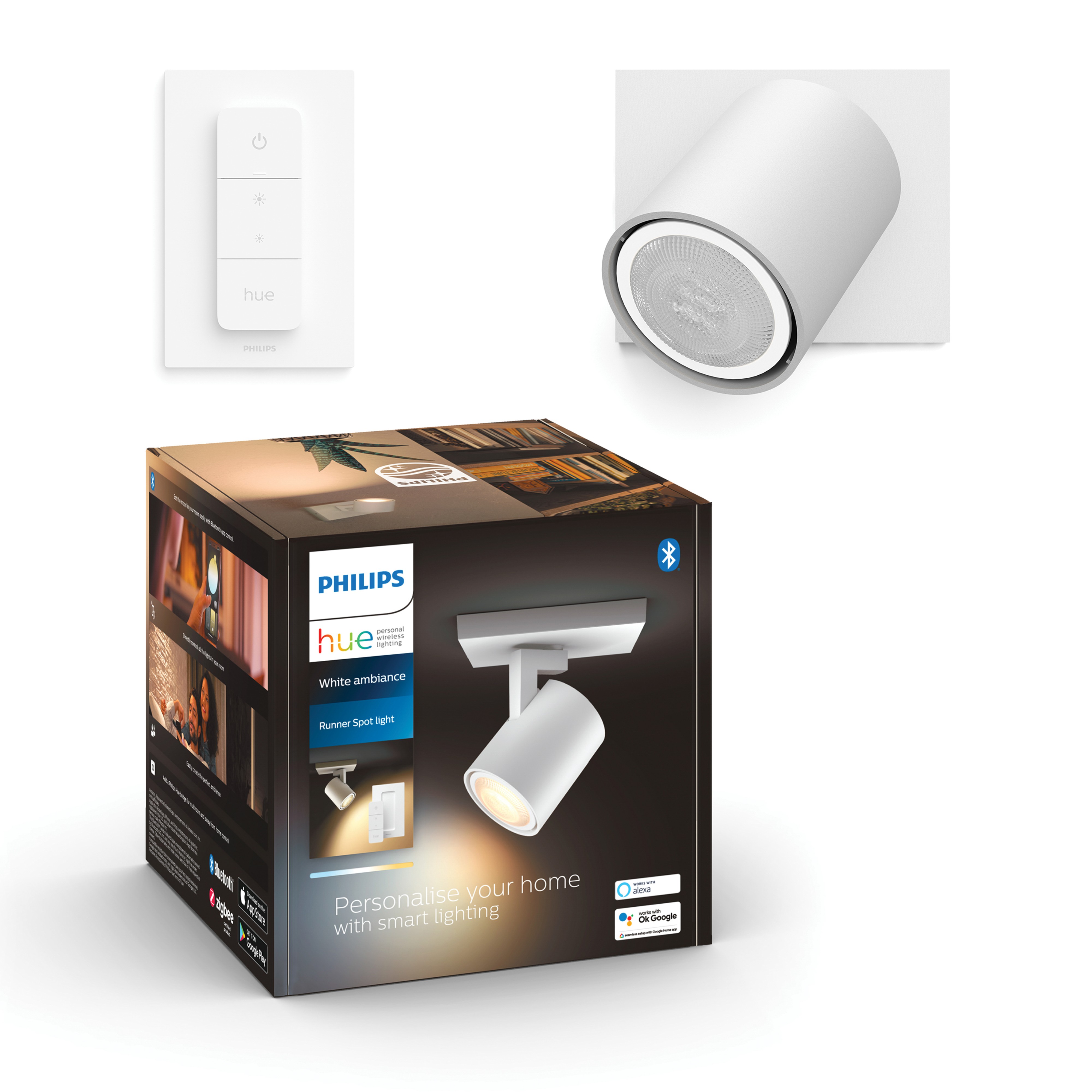 Philips Hue Opbouwspot Runner Wit 1x GU10 5W White Ambiance met Switch