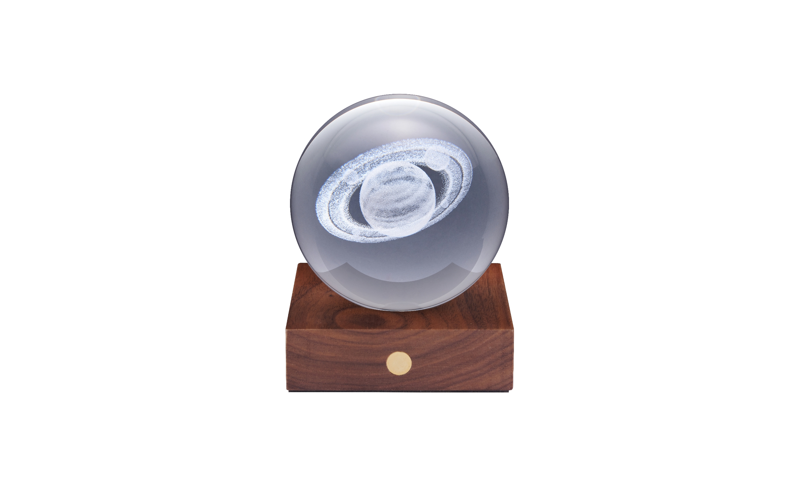 Gingko Lamp Amber Crystal 3D Laser Saturn