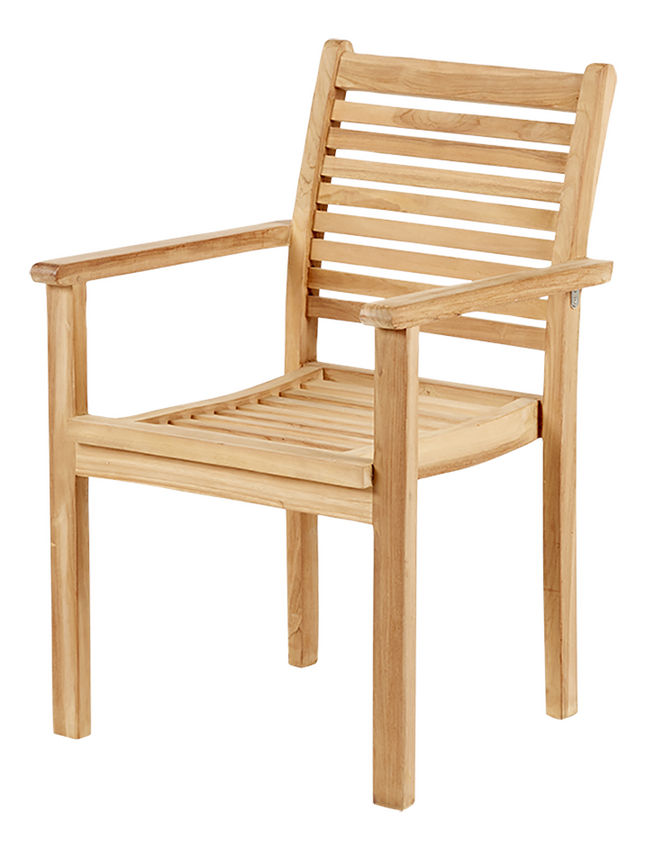 G&S Tuinstoel Tristan Teak Stapelbaar met Armleuningen