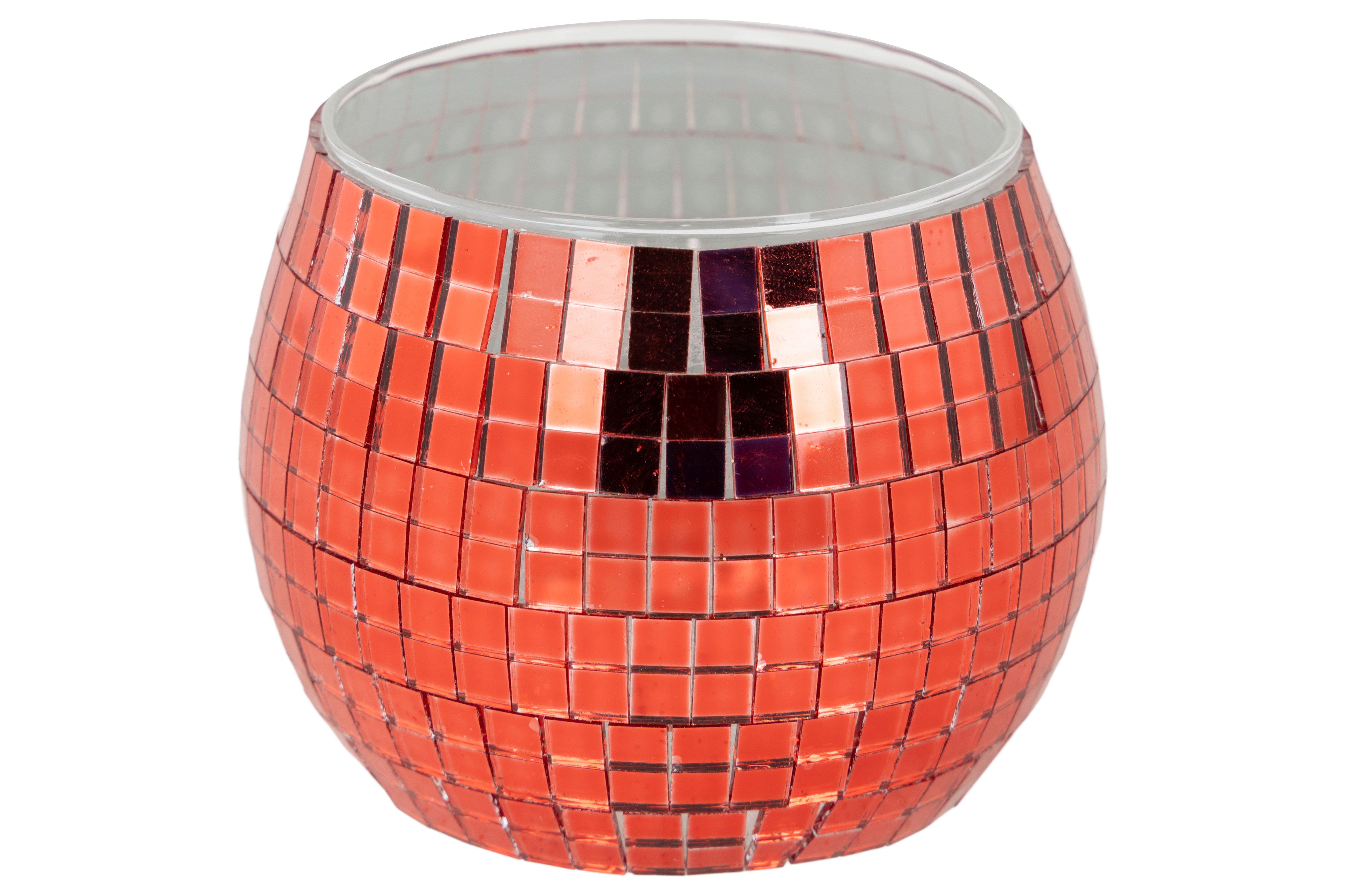 Cosy@Home Theelichthouder Disco Rood 8x7 cm - Glas