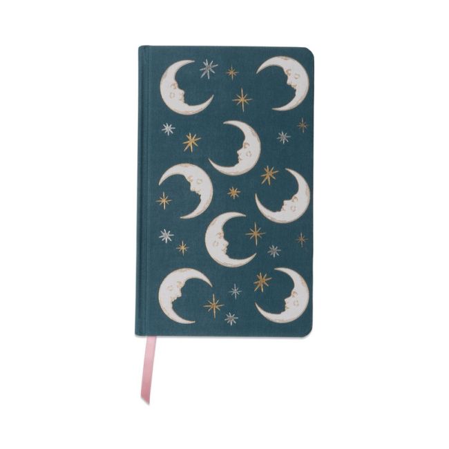 Designworks Ink Notebook Celestial Bookcloth Journal - Teal Moon - 13x21 cm