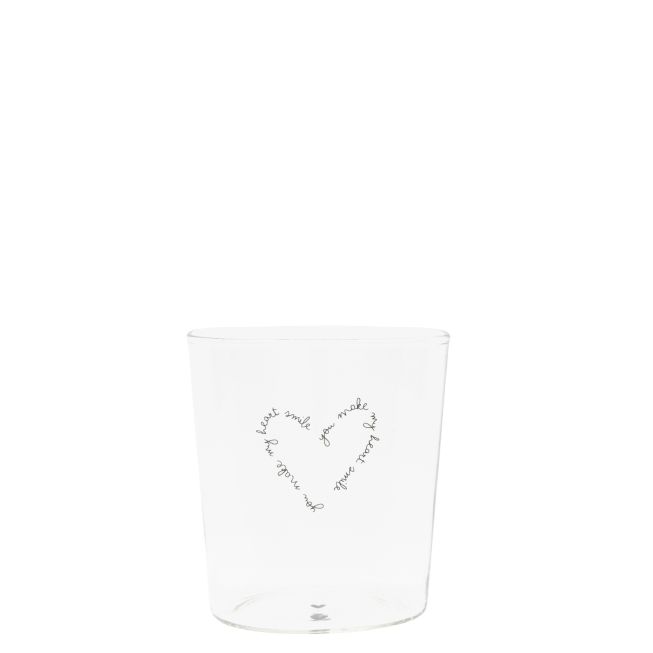 Bastion Collections Waterglas You Make My Heart Smile 300ml - Tumbler M - 8.5x9 cm Bastion Collections Waterglas You Make My Heart Smile 300ml - Tumbler M - 8.5x9 cm