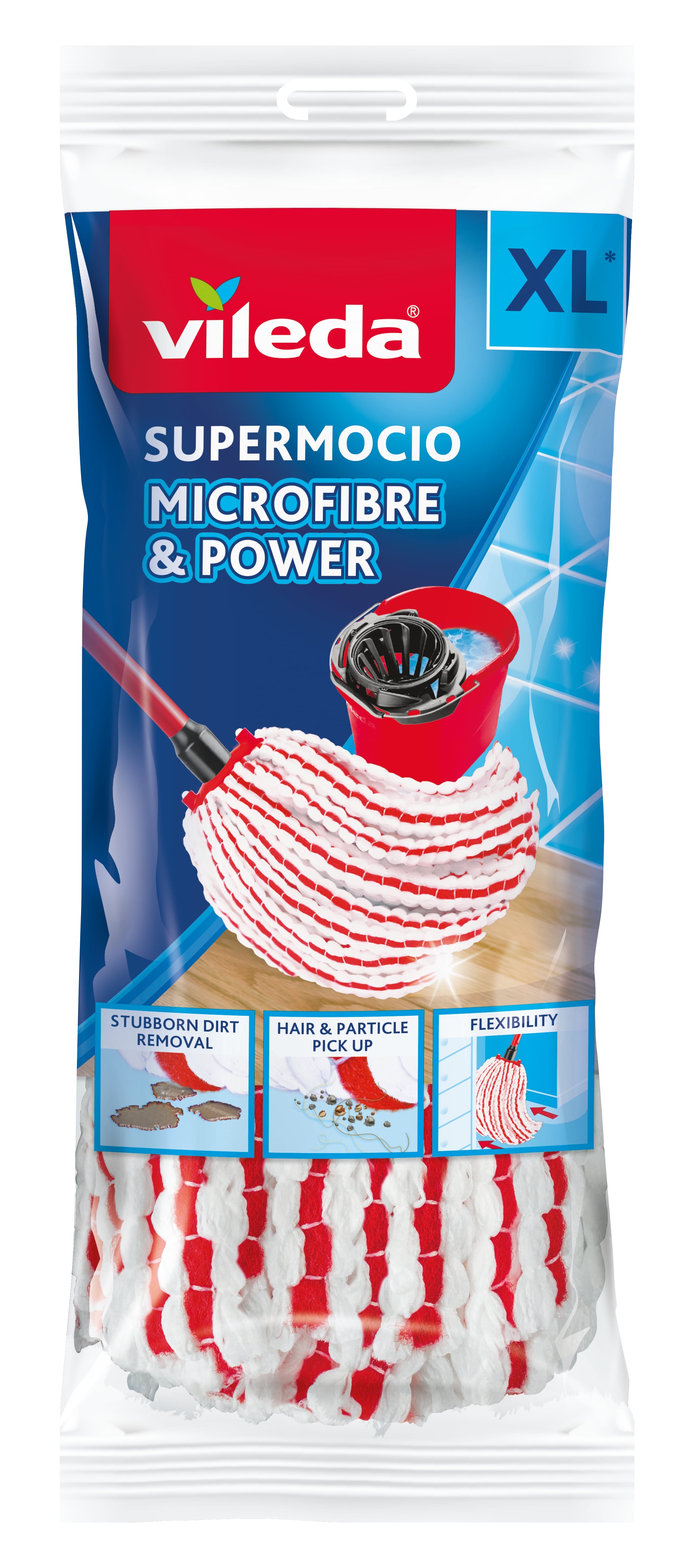 Vileda Vloermop SuperMocio Microfiber & Power Vervanging - Microvezel & Katoen