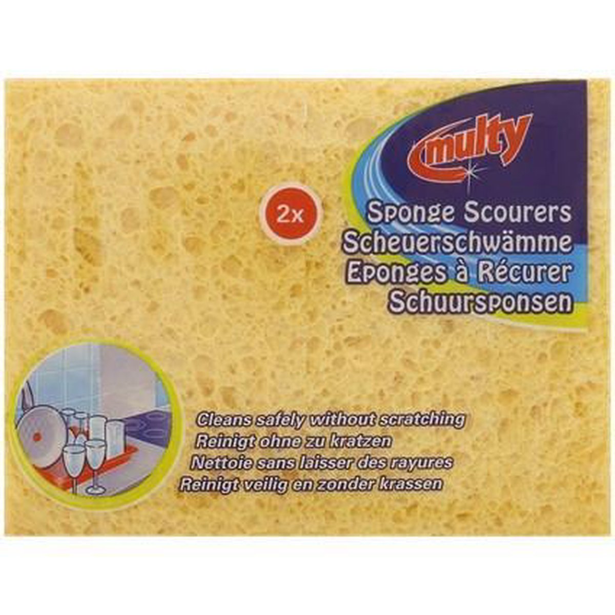 Multy Schuurspons Soft 2 stuks - Cellulose - Niet-krassend