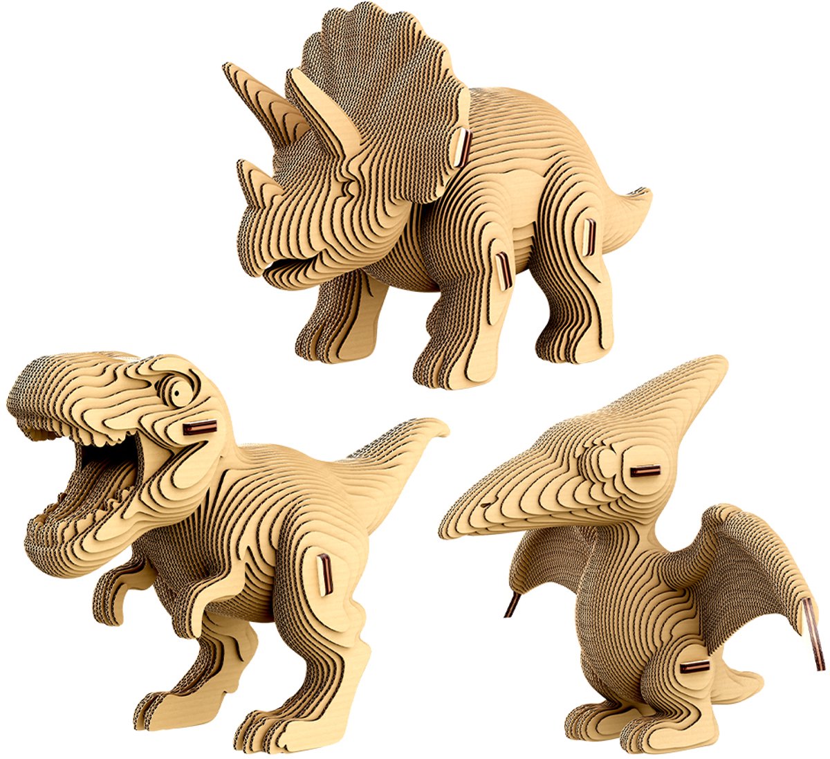 Cartonic 3D Puzzel Dinos Trio - 3-delig - Karton - 312 stuks