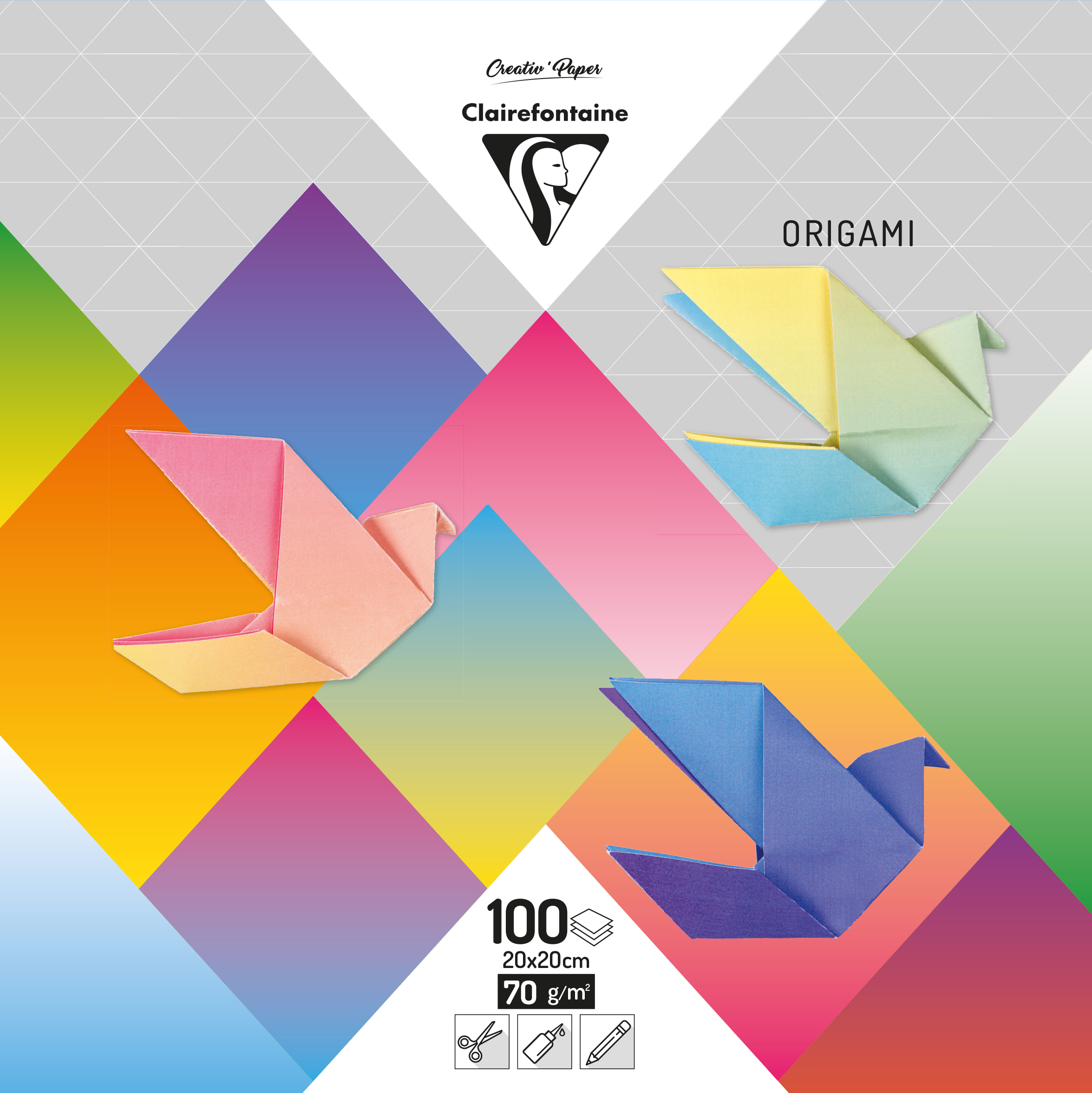 Clairefontaine Creativ Paper Origami 100 vel - 20x20 cm - assorti