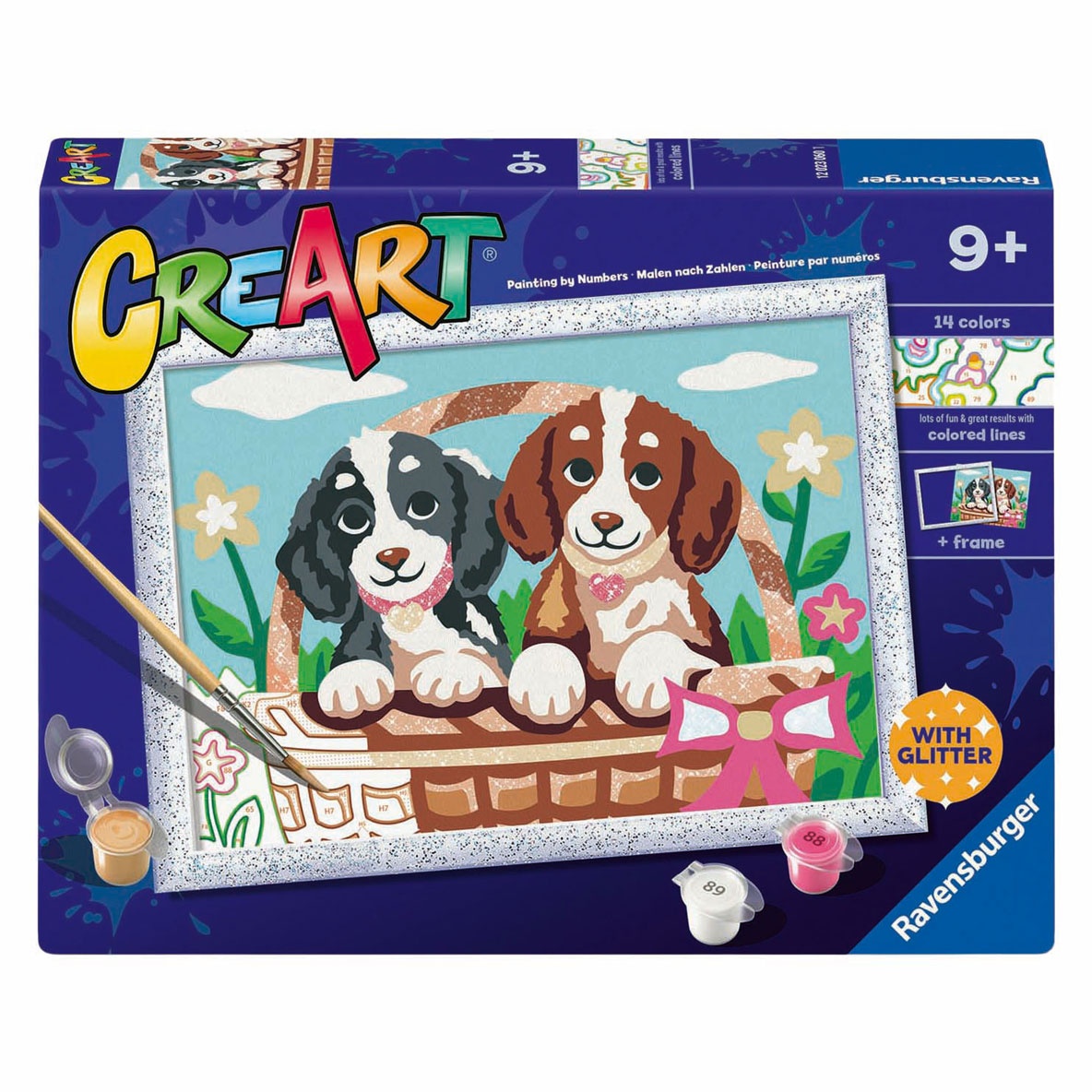 CreArt Series D - Schilderen op nummer Honden in een mandje