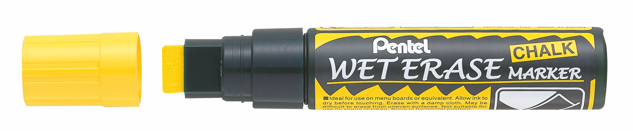 Pentel Uitwisbare Krijtmarker Schuine Punt Extra Breed Geel