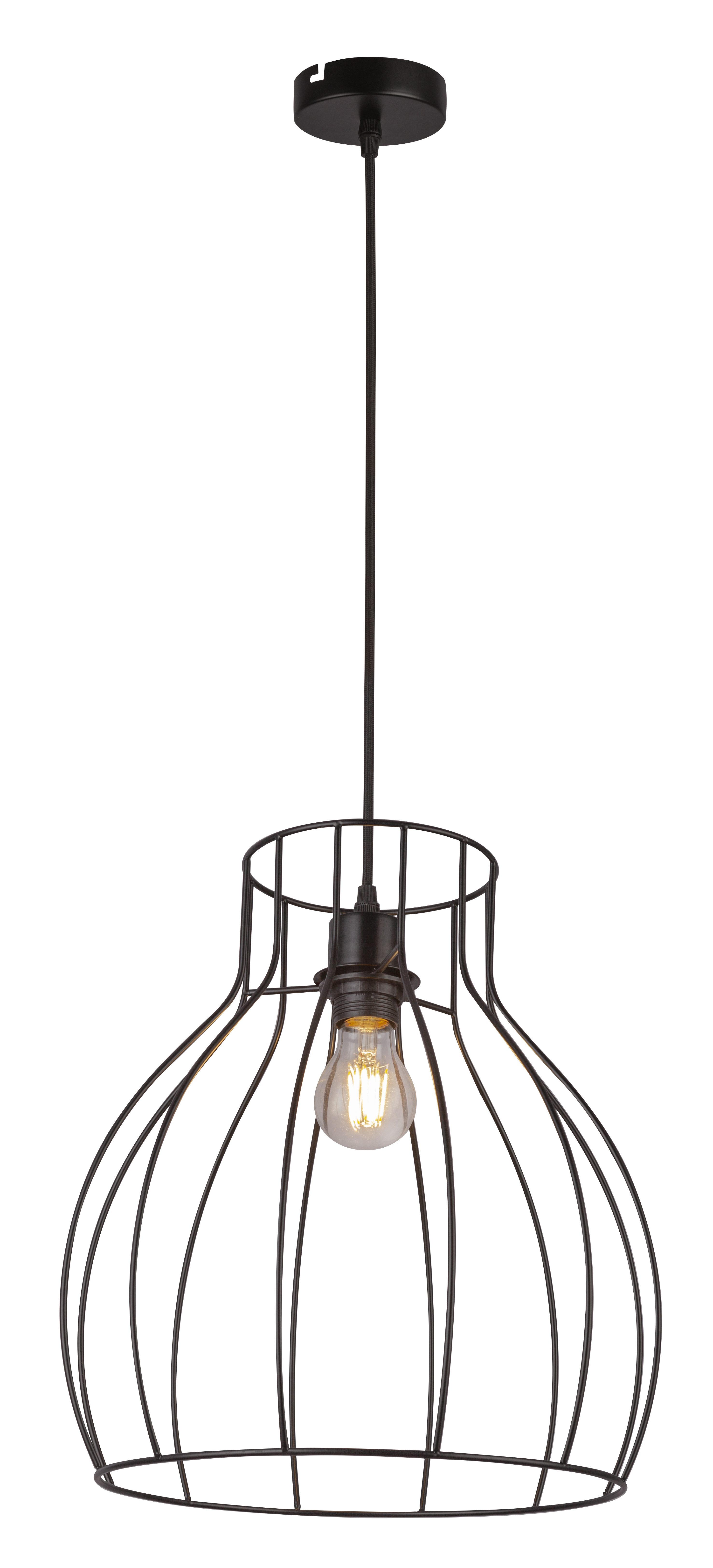 Globo Mina Hanglamp Metaal Zwart 1x E27 Socket