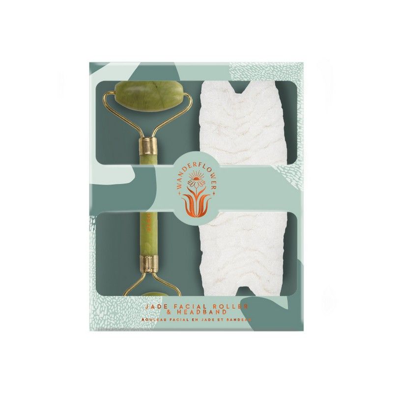Wanderflower Set Facial Roller/Hoofdband Jade