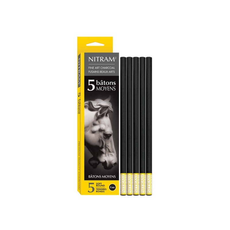 Nitram Houtskool Moyen Baton Rond 8 mm - 5 stuks