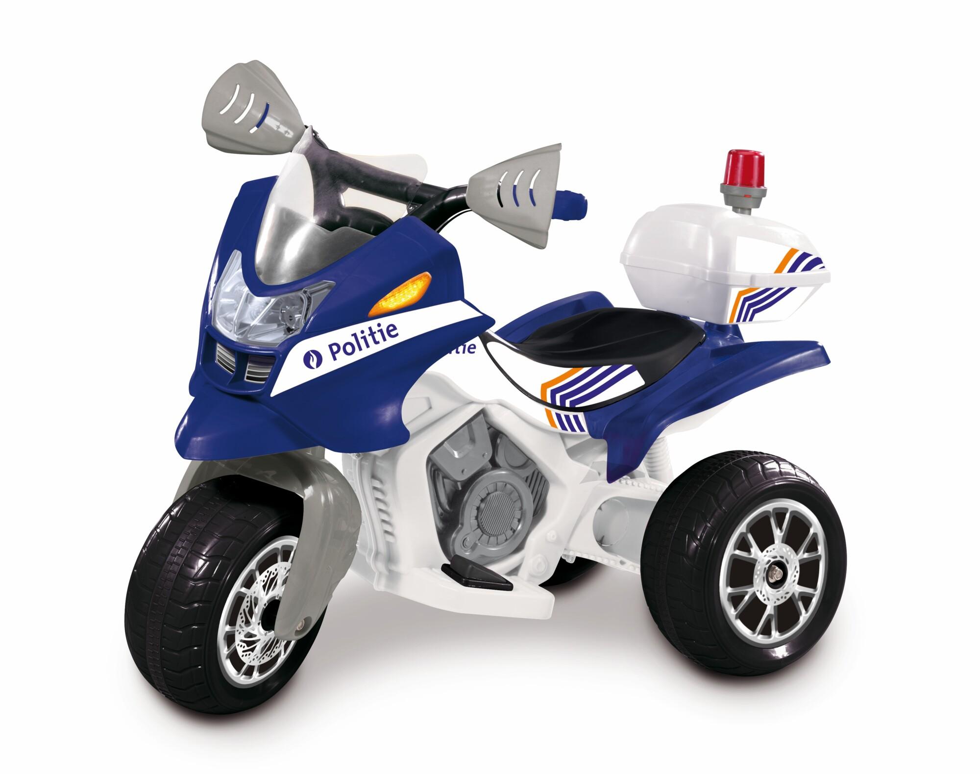 B-Trike  3 wiel Moto Belgische Politie, Zwaailicht + Geluid, 91 CM, 6 Volt Met lader