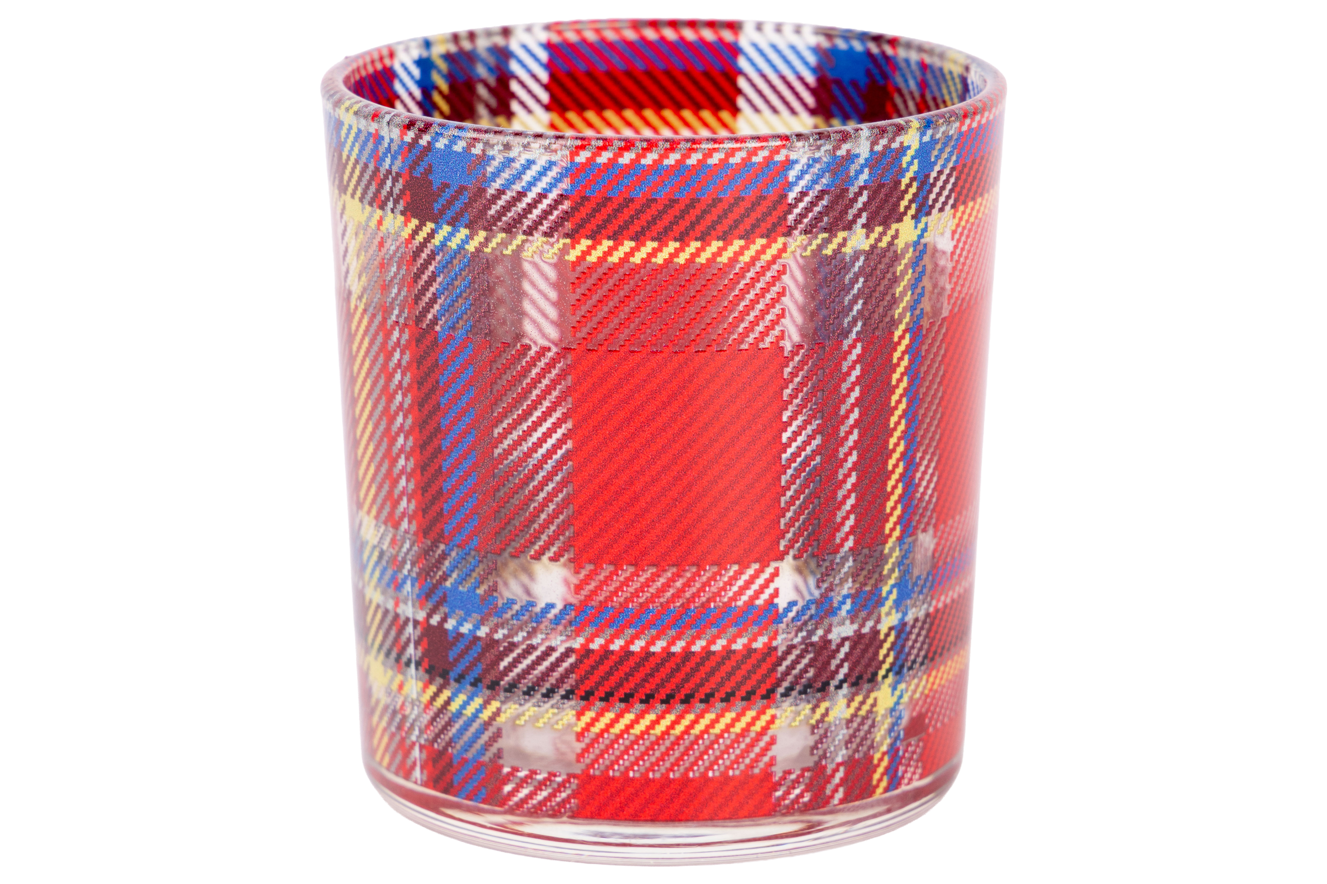 Cosy@Home Theelichthouder Geruit 7.5x8 cm - Glas