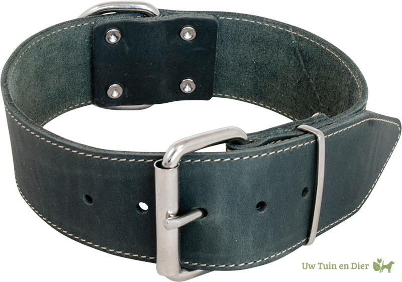 Jack and Vanilla Halsband Vetleder Grijs - Breed-Geniet-Gestikt - 50mm/60cm