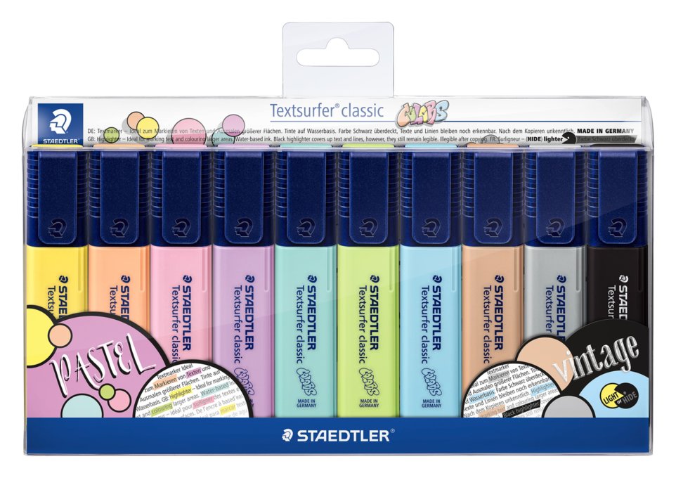 Textsurfer Classic Tekstmarker 1-5mm 10 stuks - Pastel & Vintage Assorti