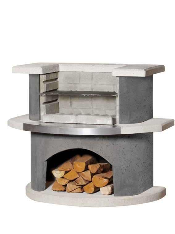 Buschbeck Stockholm Grillbar Betonnen Barbecue - Wit/Antraciet met RVS paneel