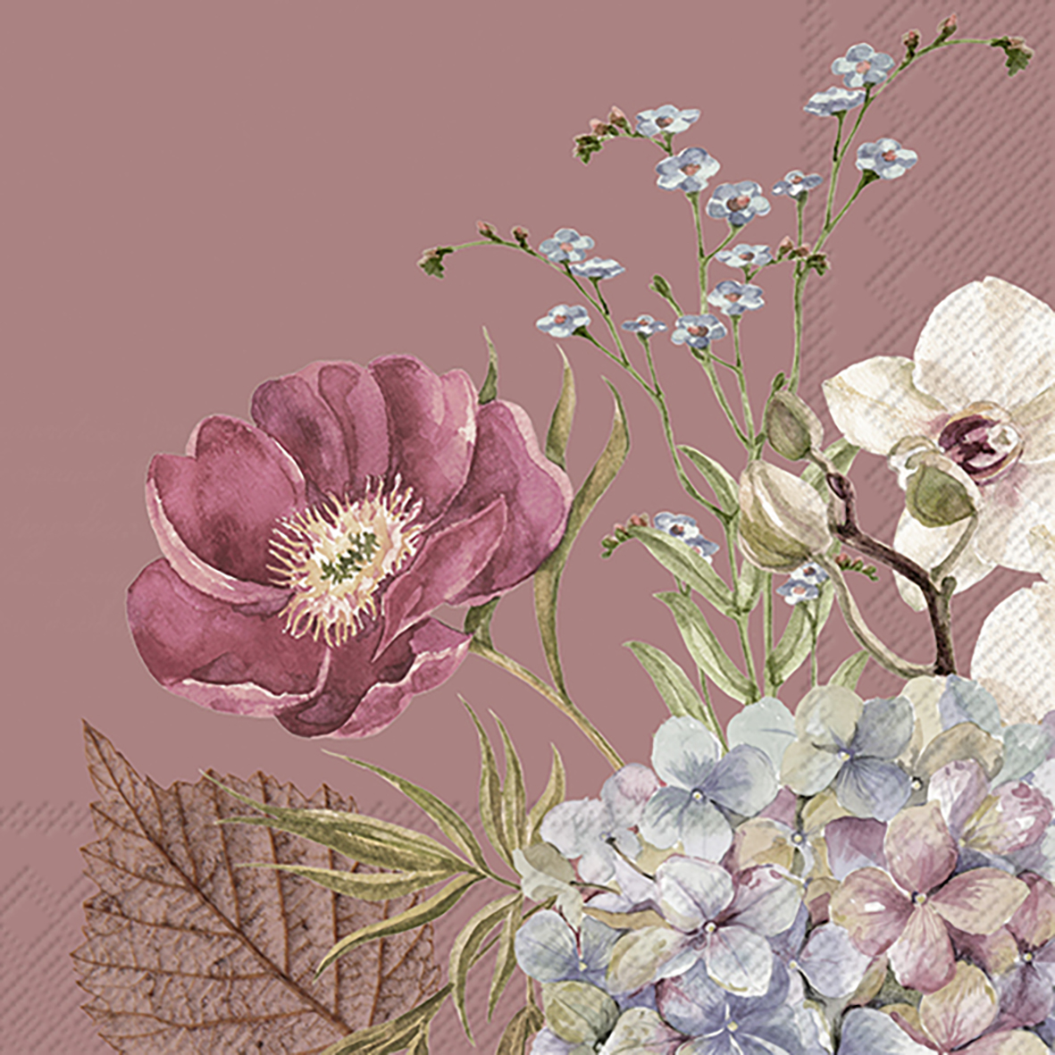 Ihr Cocktailservetten 25x25 cm 20 stuks Belles Fleurs - Oud Roze